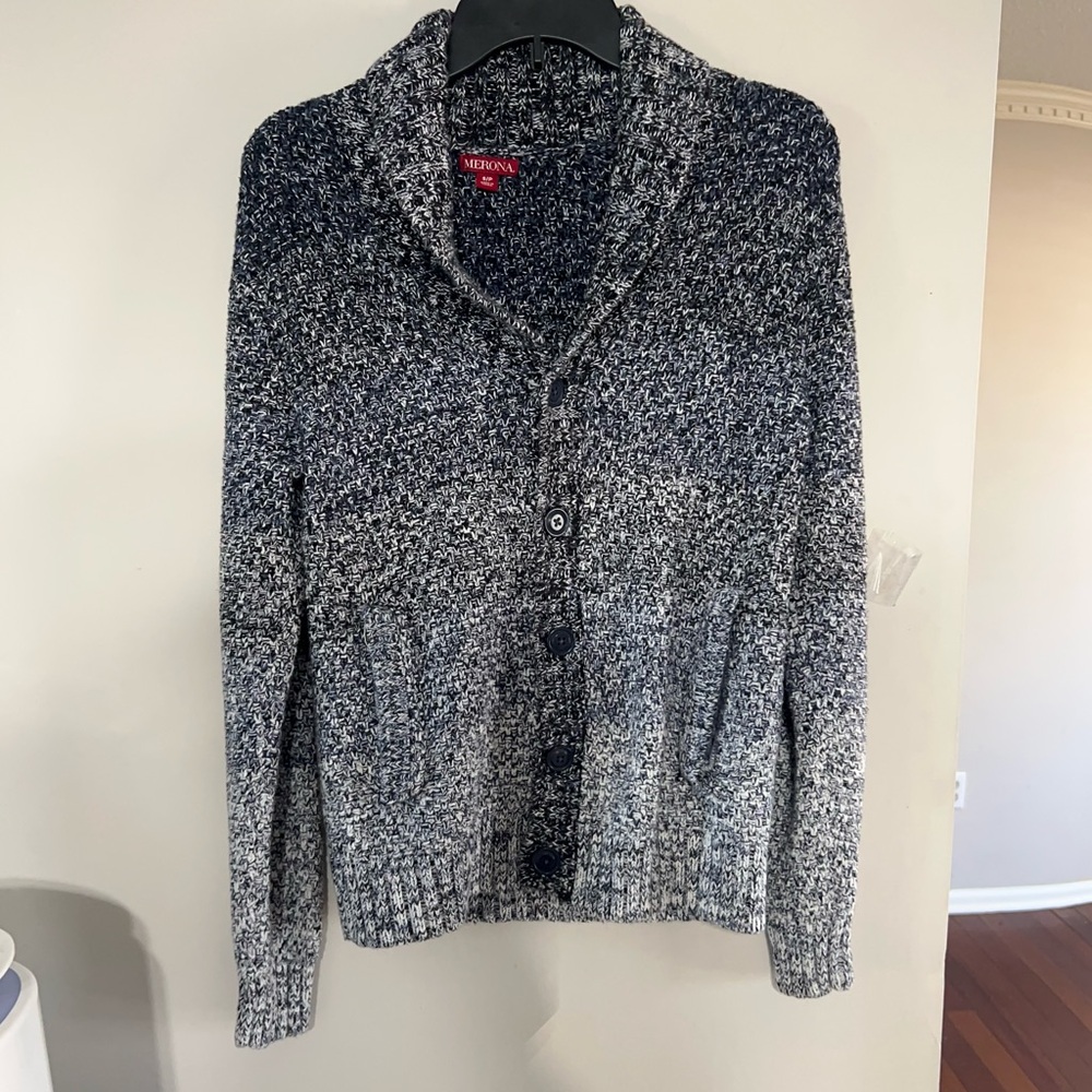Merona women navy white and Gray Cardigan Sweater